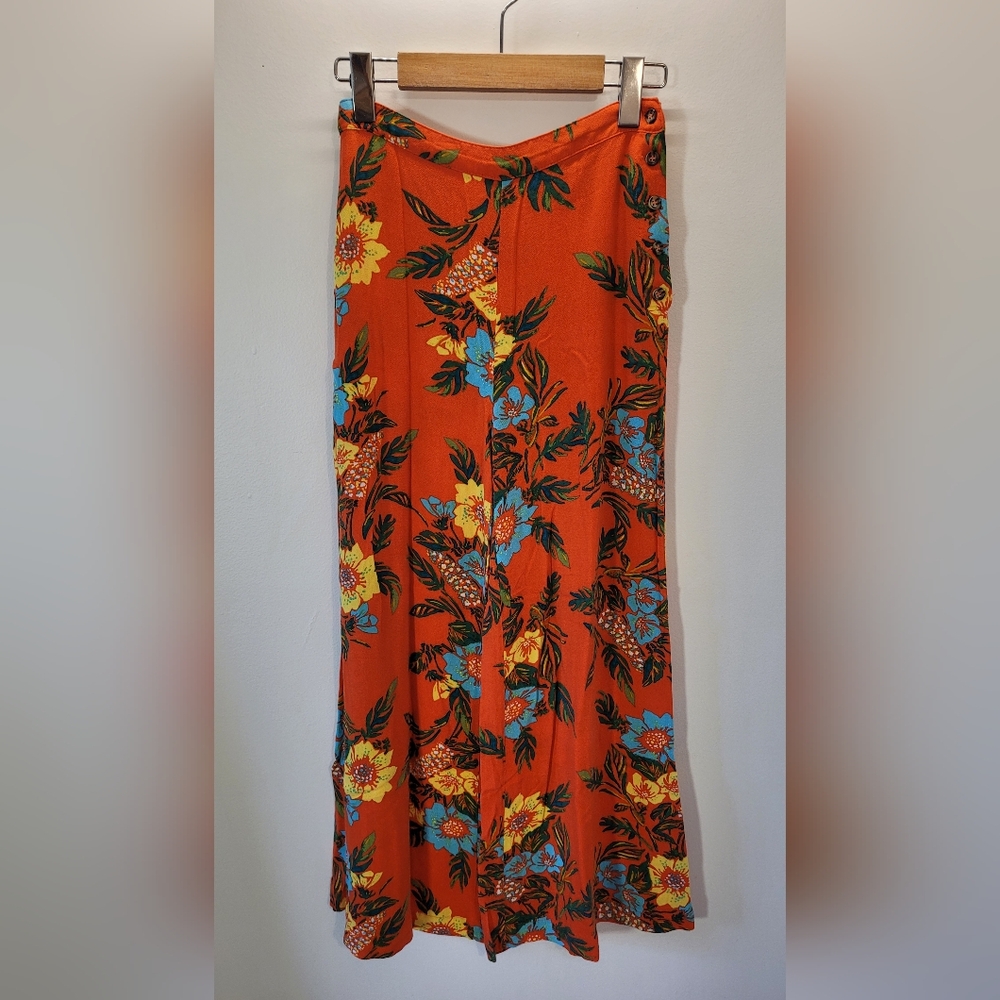 Free People Tropical Hawaiian Flowers Orange Beach Pants - Size 0